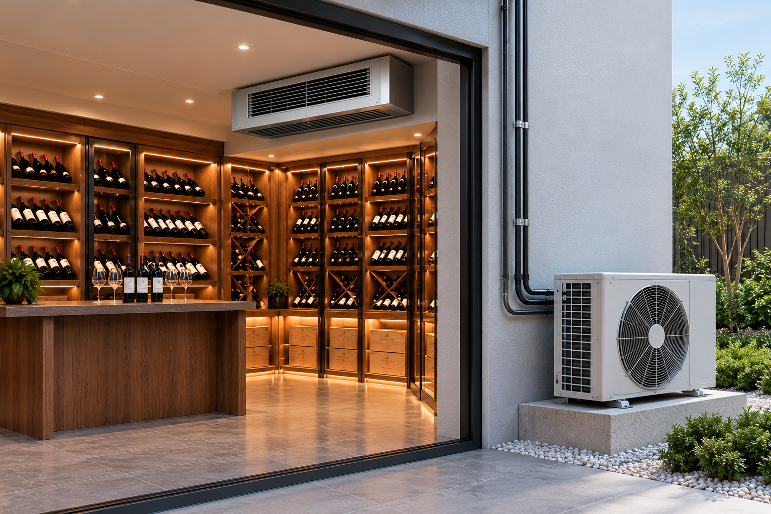 Split System wine cellar cooling system configuration