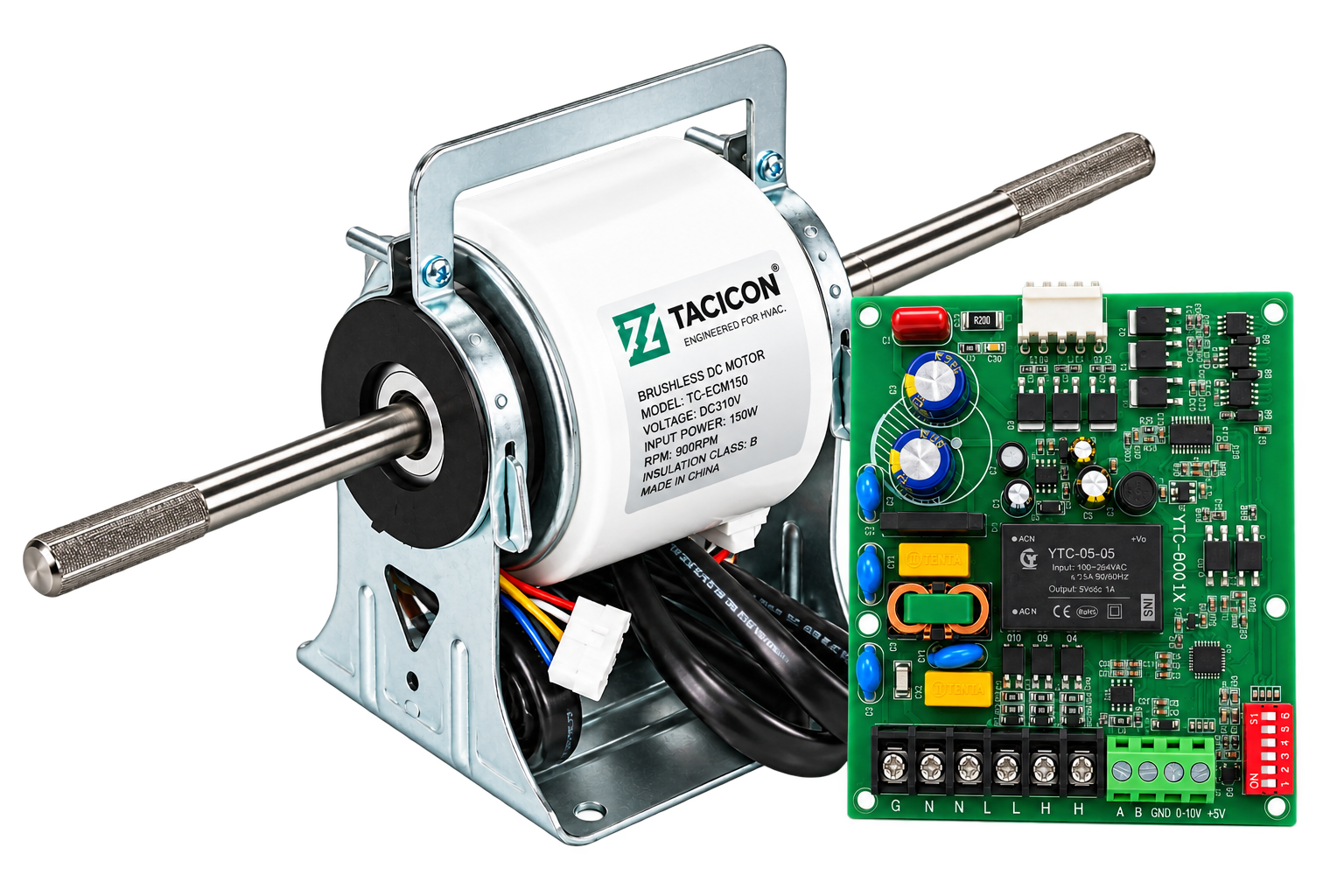 ECM motor paired with an external driver board