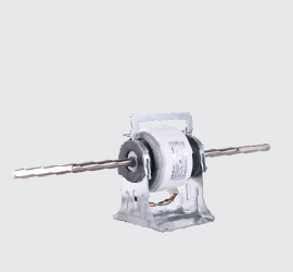 Double-shaft fan-coil motor with a metal mounting bracket